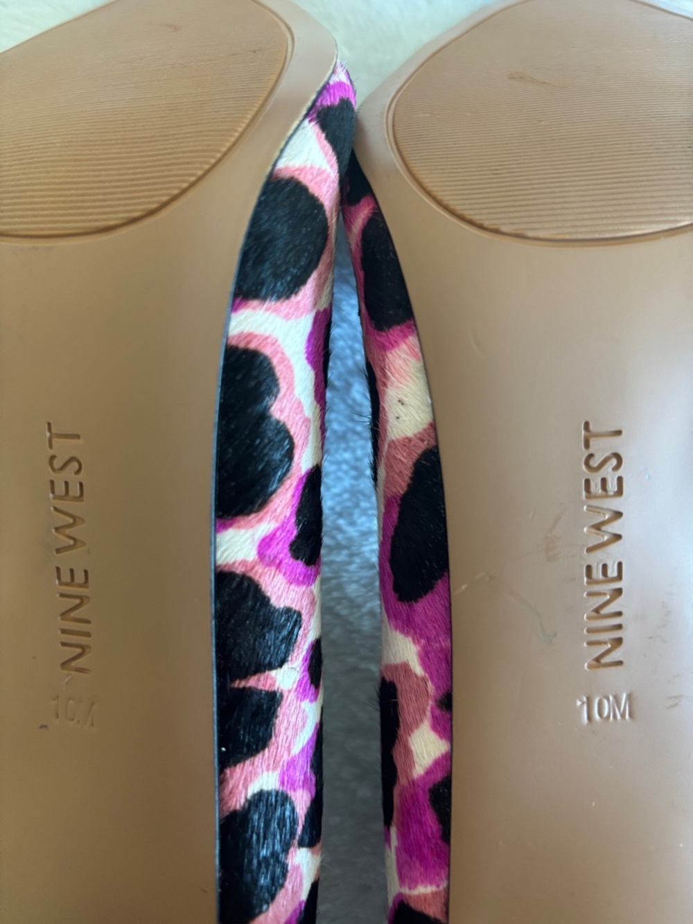 NWOT Nine West Pink & Black Leopard Peep-Toe Heels - Picture 5 of 6